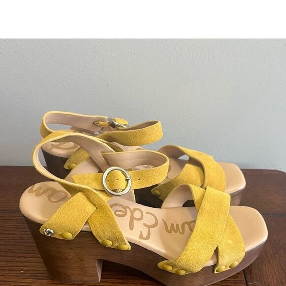 Yellow Suede Platform Sandals - Picture 5 of 6